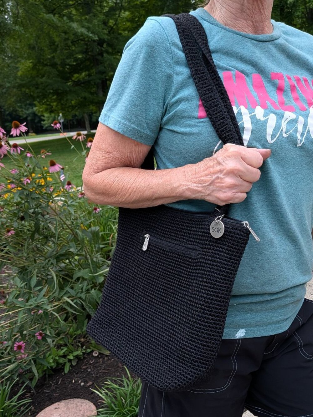 Black Crocheted The Sak Bag